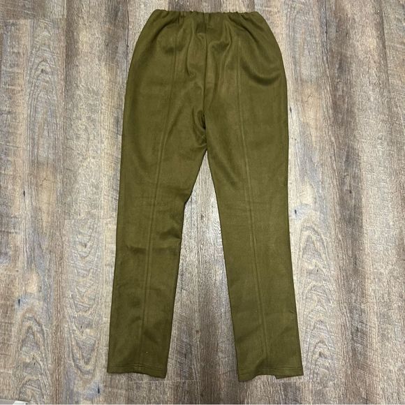 Avec Les Filles Pants Womens Medium Green Faux Suede Elastic Waist Front Slit - Picture 8 of 8
